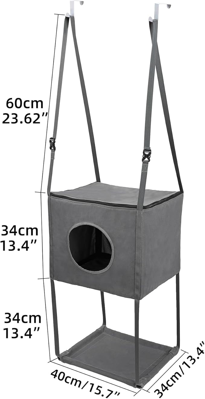 Door Cat Hammock Indoor - Foldable 16x13 Inch Mesh Bed, Breathable Perch, Removable Seasonal Adjustable | Stable Construction Climber for, Doors, Apartment, Home, Small Pets, Pet Furniture