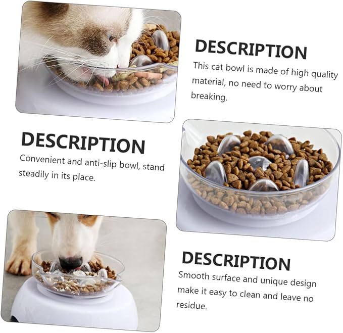 Tilted Cat Food Bowl 15° Plastic Neck Protective Pet Drinking Feeder Raised Raised Base Suitable for Cats Feeding and Watering