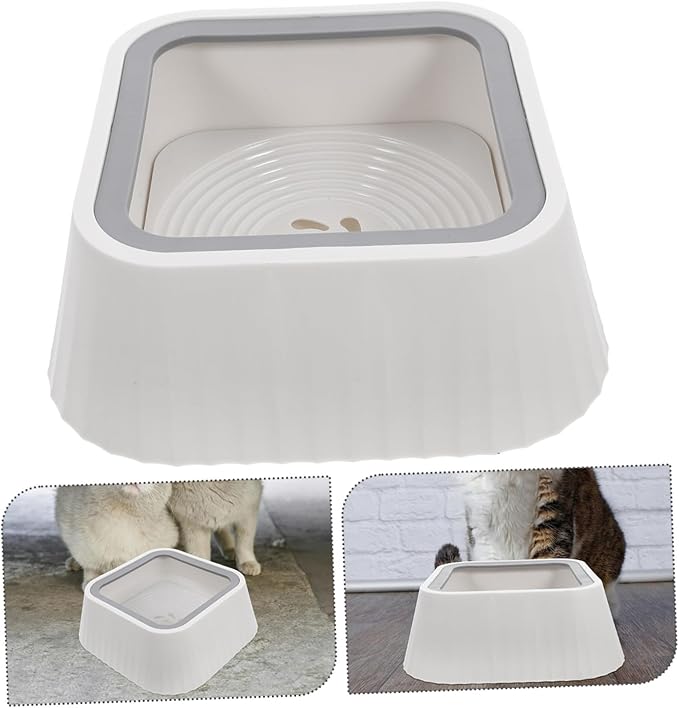 POPETPOP Spill Floating Pet Water Bowl Innovative Design for Cats and Small Dogs Material Keeps Feeding Area Dry Easy to and Maintain