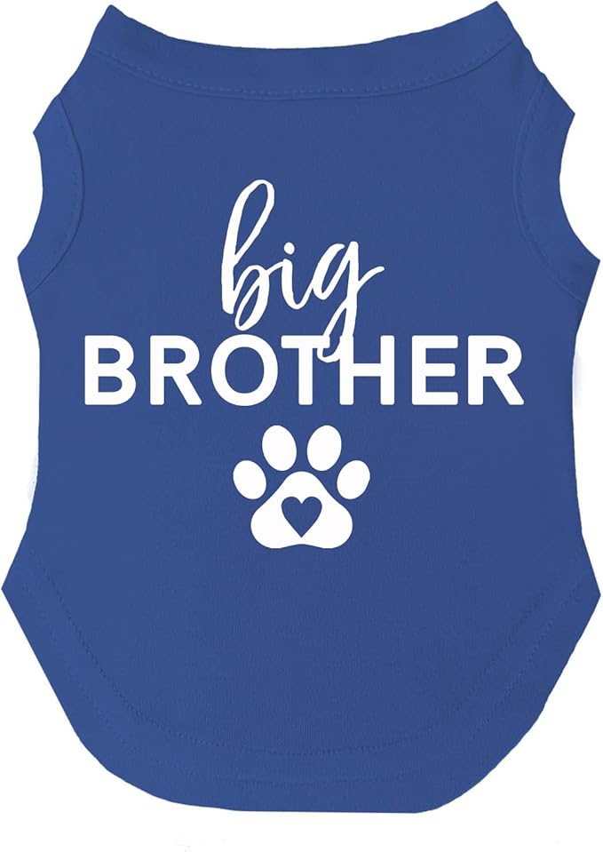 Big Brother with Paw Dog Tee Shirt | Sleeveless | Sizes for Puppies, Toys and Large Breeds (Royal Blue, 5X-Large 87)