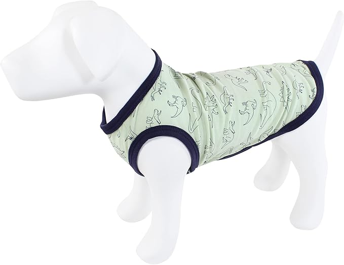 Luvable Friends Dog Pet Dog and Cats Cotton T-Shirts 2pk, Dino Space, Small