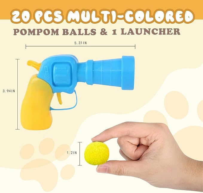 Cat Toy Ball with Launchers Set , Interactive Cat Toys with 2 Launcher & 100 Colorful Soft Pom Balls, Fun Pet Play Toys (Reinforced Edition) (100 balls & 2 launchers)