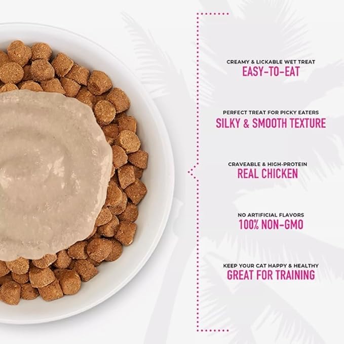 Tiki Cat Stix Lickable Wet Cat Treat Smooth Mousse Blend with Chicken in Creamy Gravy, 6 Stix in 1 Pouch (Pack of 2), Plus 1 Cat Pom Pom Balls Toy