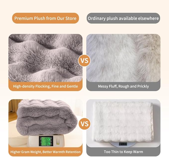 SOMAHE Cat Blanket, Reversible Sherpa & Bubble Fleece Pet Throw, Ultra-Soft Plush for Indoor Cats, Machine Washable, Anti-Static, Warm & Cozy, 22"×18" Inch Gray