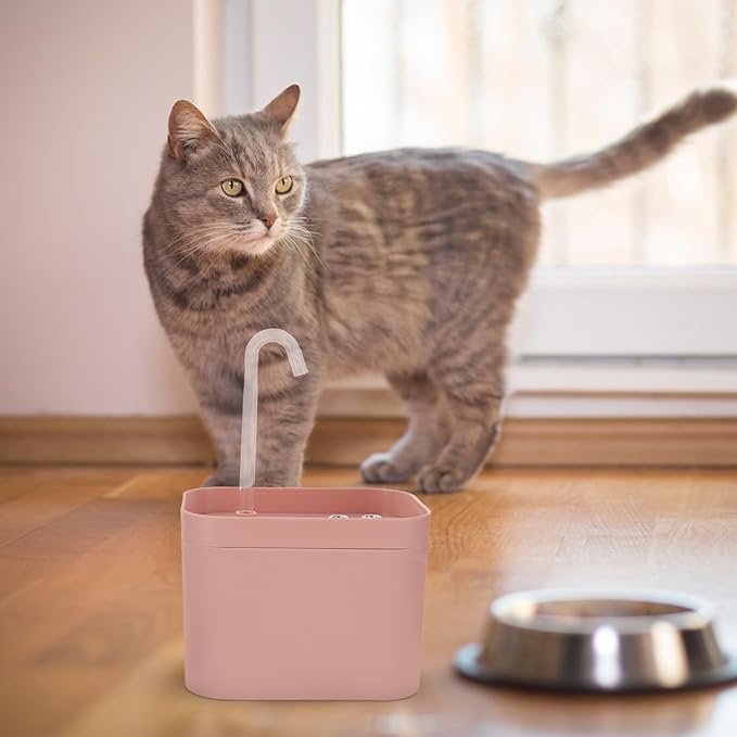 SHOWERORO Automatic Cat Water Fountain Pink with Silent Motor Portable Circulation Water Dispenser for Indoor Pets Energy Saving Electric Feeder for Cats and Dogs Elegant Flower Shape Outlet