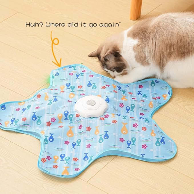 Rechargeable Automatic Cat Toy, 3-Mode Touch-Activated Interactive Toy with Random Motion, Concealed Feather & Squeaky Sound for Indoor Cats & Kittens (Yellow)