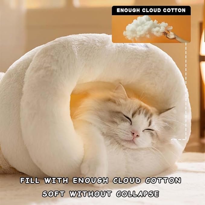 Winter Warming Cat Sleeping Bag，Soft Plush Sleeping Bag for Indoor Cats，Cozy Pet Nest for Cats and Dogs, Portable Calming Pet Nests，Cat Cave Bed Self Warming Bed (Yellow, Medium（18 * 15.5 in）)
