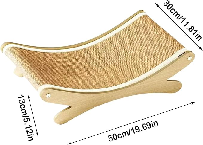 Sisal Cat Scratcher Bed,Wooden Kitten Furniture Hammock,Cozy Lounger for Indoor Cats of Medium Size,Durable Detachable Kitten Scratching Pad for Furniture Protection