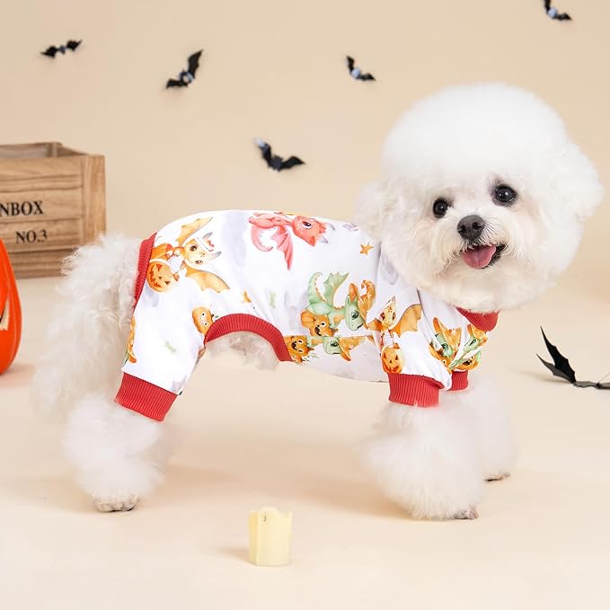 XPUDAC Halloween Dog Pajamas Funny Halloween Costumes for Doggy Comfy Pet Pjs for Small Medium Dogs Boy Girl Puppy Outfits Cat Apparel, S