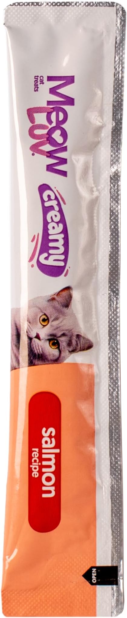 Ultra Chewy Meow Luv Lickable Cat Treats — Salmon Flavor Squeeze Tubes — Carrageenan Free, No Artificial Preservatives — Prebiotic Fiber, L-Taurine & Milk Thistle — 0.5 oz Tubes, Pack of 5