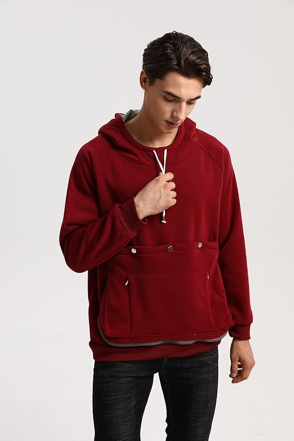 Unisex Cat Pouch Hoodie Long Sleeve Kitten Puppy Holder Hoodies Front Large Pouch Pet Carrier Sweatshirt