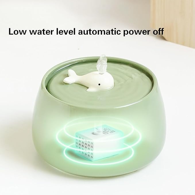 GeRRiT Cat Water Fountain 1.3L Ceramic Cat Water Dispenser Super Quiet Automatic Circulation Drinking Fountain Water Bowl for Puppy and Kittens