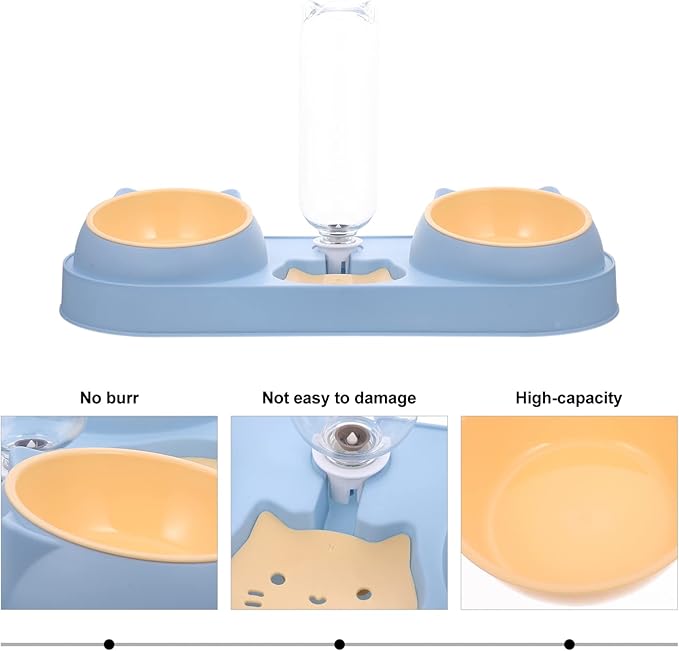 Abaodam Double-Bowl Pet Feeder Dog Food Dispenser Raised Cat Dog Bowl Pet Feeding