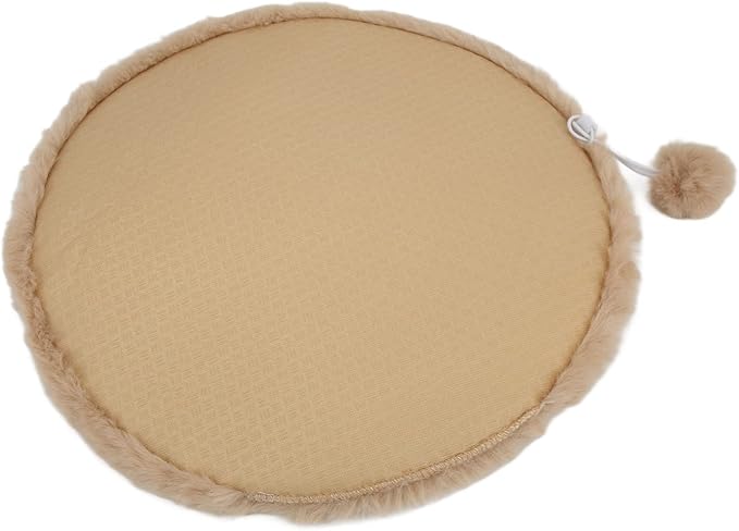 KANASI 1.6 Inch Round Faux Rabbit Fur Cat Bed, Replacement Pad for Pet Sleeping Mats for Windowsills Cages Kennels and Furniture (Grey)