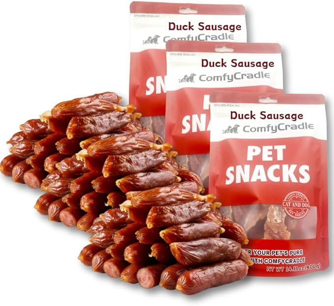 Real Duck Sausage Training Treats, Wholesome & Savory Rewards for Dogs (Duck,3 Pack x 14.11 Ounce(Pack of 3))