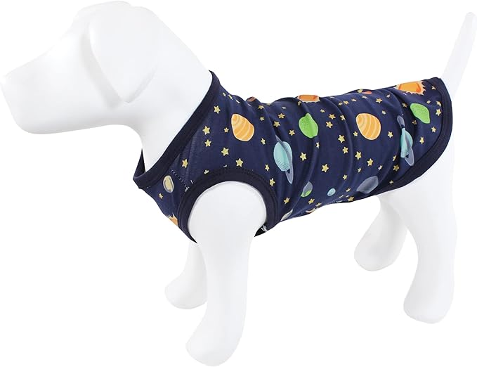 Luvable Friends Dog Pet Dog and Cats Cotton T-Shirts 2pk, Space Plaid, Large