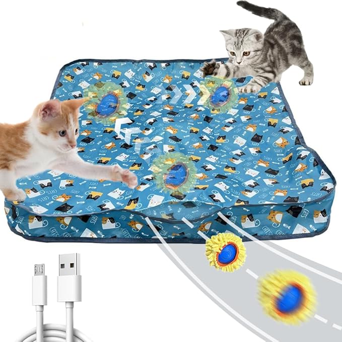Interactive Cat Toys Ball - Motion Activated Fast Rolling in Pouch, Hide and Seek Catching Game, USB Rechargeable Moving Chaser for Indoor Cats & Kittens