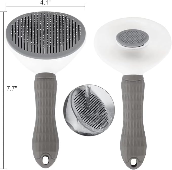 Pet Hair Removal Brush for Dog Cat Grooming Tool, Self Cleaning Slicker Hair Massage Comb Loose Undercoat Removes Tangles Fur Hair Slicker Brush for Puppy Kitten Bunny Massage-Pet Supplies (Gray)