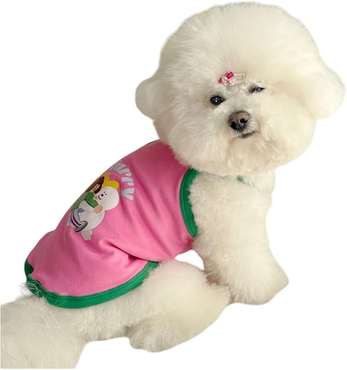 Pet Camisole Skirt Outfit for Small Dogs & Cats - Cute Spring Summer Printed Tank Top and Dress, Breathable Cat & Dog Clothing