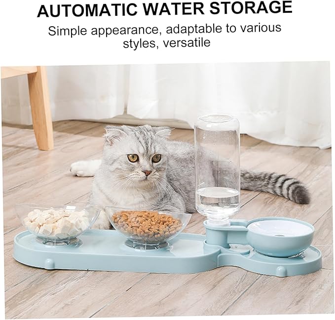 GALPADA Automatic Water Feeder with Double Tilt Bowls for Cats Pet Drinking Bottle Durable Pet Feeder Bowl Convenient Water Dispenser for Indoor Use