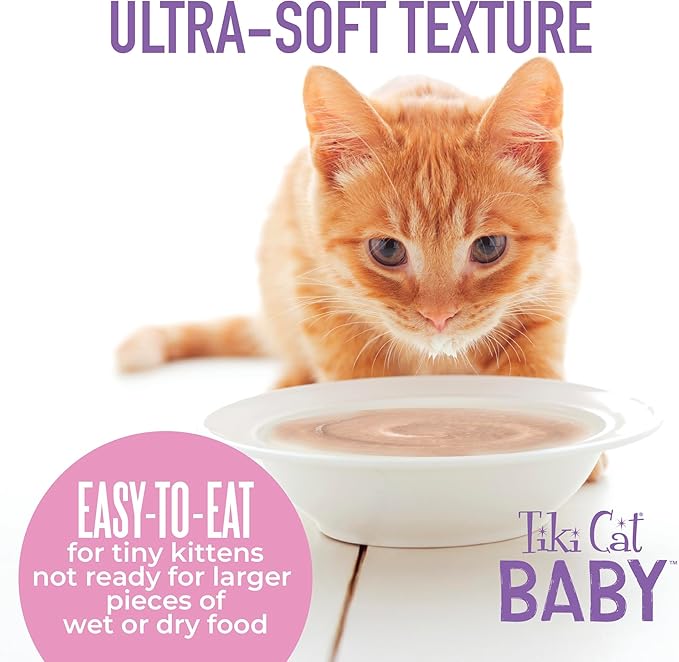 Tiki Cat Baby Weaning Puree Wet Cat Food, Chicken, 6 oz. Spout Pouch (6 Count)