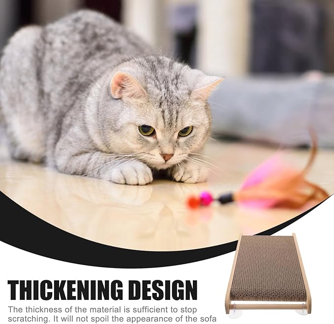 PRETYZOOM Large Cat Scratching Board and Corrugated Cat Bed with Wood Frame for Furniture Protection Suitable