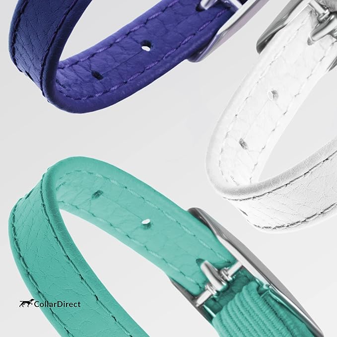 CollarDirect Leather Cat Collar with Removable Bell – Safety Elastic Strap (Breakaway Alternative) – Kitten Collar for Small & Big Boy & Girl Cats