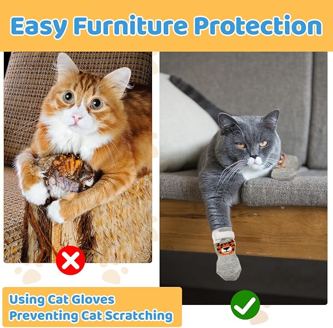 24 Pcs Cat Mittens to Prevent Scratching,Breathable Cat Foot Cover,Cats Claw Protector,Non Slip Dog Socks with Nylon Belt for Nail Trimming Bathing