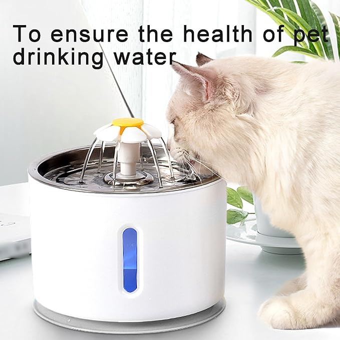 Pet Water Fountain, 2.4L Large Capacity, 4-Stage Filtration System, Stainless Steel, Silent and Low-Energy Design, Perfect for Cats and Dogs