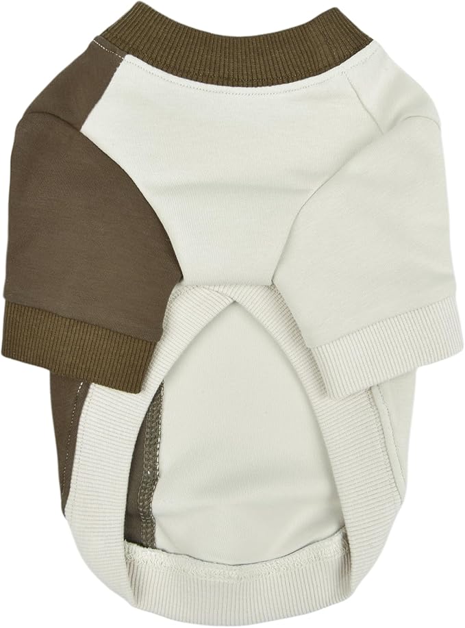 Puppia Eco Two-Tone T-Shirt Eco-Friendly Made from Recycled Polyester Fabric for Small and Medium Dogs, Beige, Large