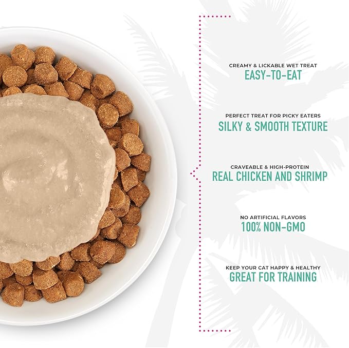 Tiki Cat Stix Mousse Treats, Single Serve Indulgent Lickable Treat or Dry Food Topper, Chicken and Shrimp in Creamy Gravy, 3 oz. Pouch