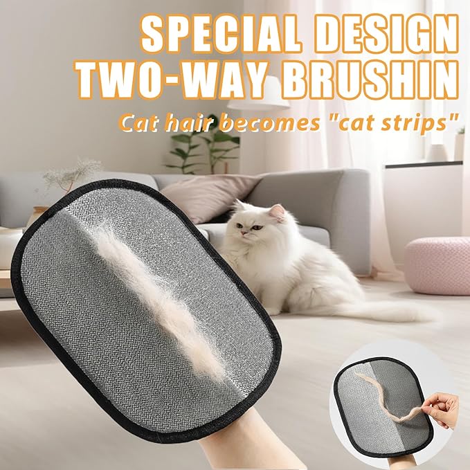2PCS Pet Hair Removal Glove, Electrostatic Pet Hair Removal Gloves, Upgrade Efficient Grooming Gloves for Pet Hair, Clothing, Couch, Furniture, Carpet, Car Seat