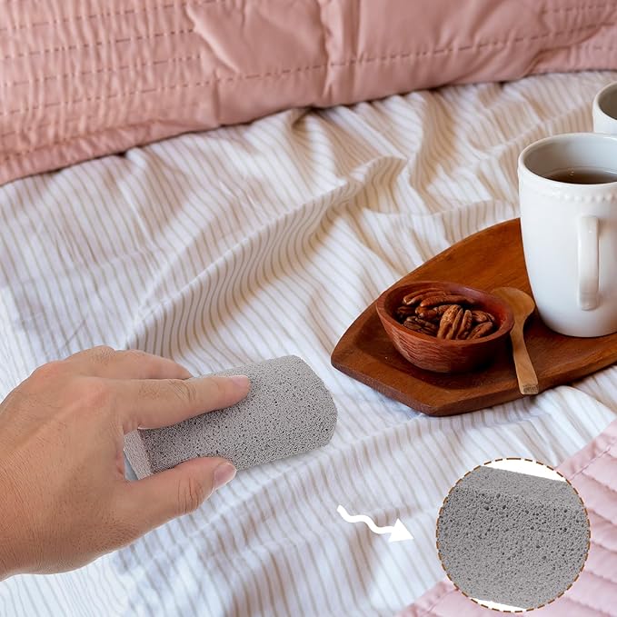 Qianyu 2 Pcs Hair Remover Pumice Pet Dog Cat Hair Removal Cleaning Gray Stone Pet Fur Cleaner Stone Reusable Dog Fur Cleaning Tool for Car Interior Bedding Carpet Couch Furnitur