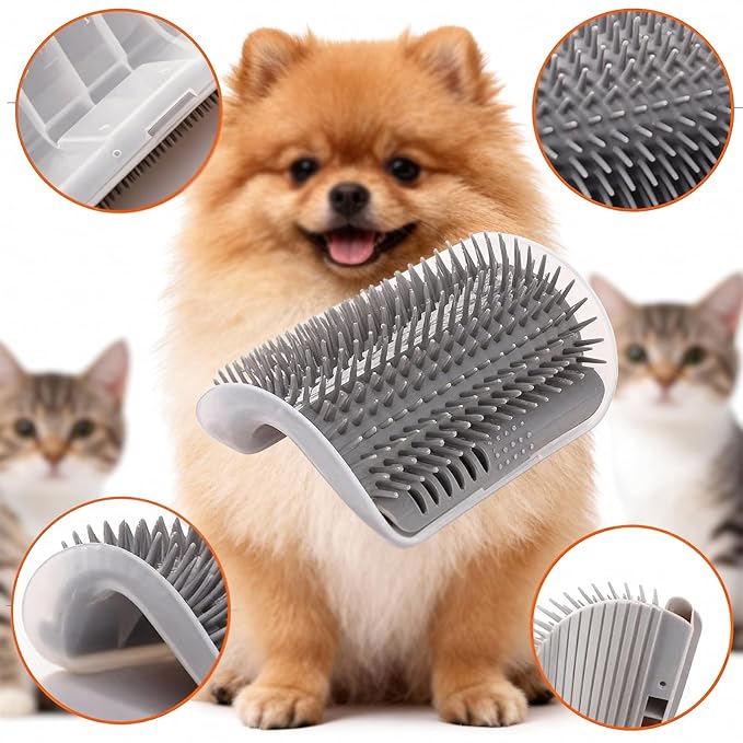 4 Pcs Cat Corner Brush, and Cat Self Grooming Brush with Mint, Corner for Cats to Scratch and Groom, Pet Wall Mounted for Stress Relief and Fur Care