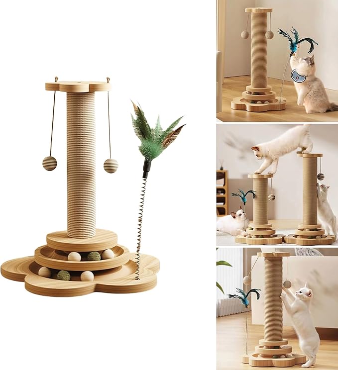 Kitten Furniture Bed Post Kitten Scratcher Toy for Pet Indoor Play Scratcher Sisal Scratch