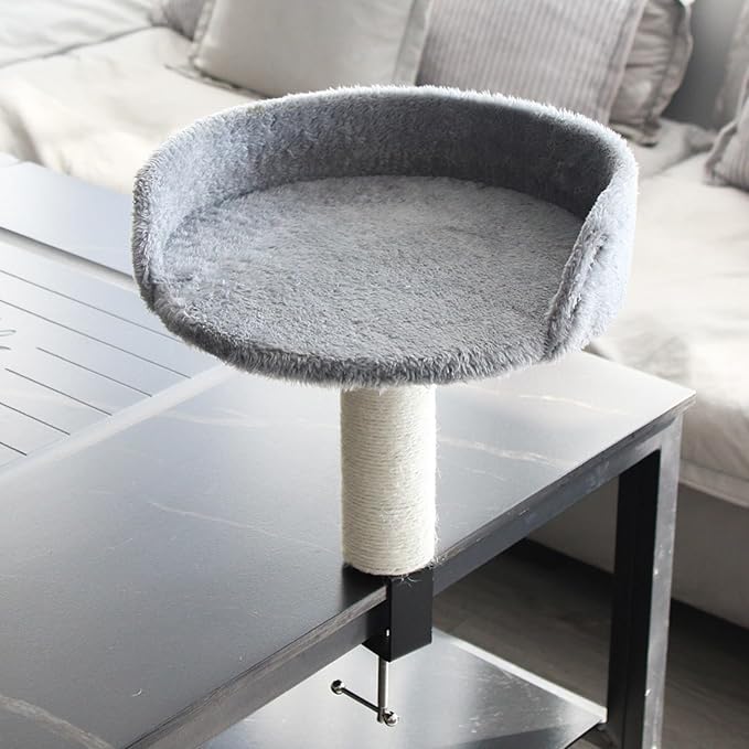 Cat Desk Beds Hammocks Cat Desk Perch for Home Office Indoor Desktop Pet Bed Table Removable Plush Plank Mat & Sisal Hemp Desk Mounted Kitten Hammock Easy to Install Holds 22 Lbs