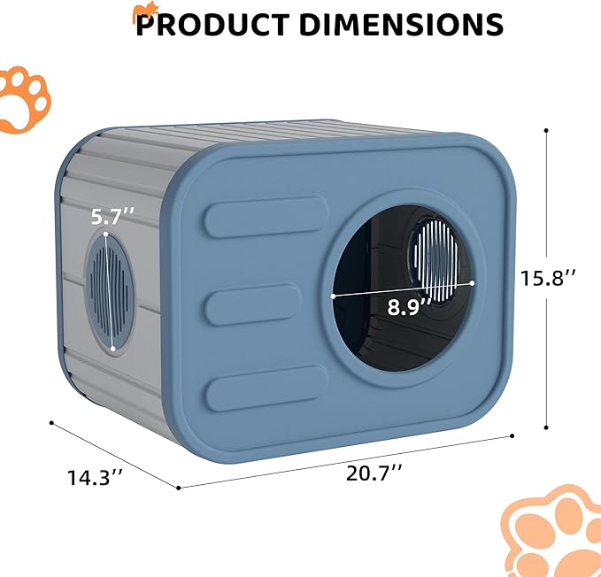 LHBcraft Outdoor Cat House Weatherproof, Feral Cat Houses for Outdoor Indoor Cats, Insulated Resin Shelter with Camera-Shaped Design, Easy to Assemble Blue