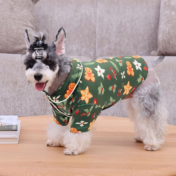 CuteBone Two-Leg Velvet Pet Christmas Pajamas Girl Dog Clothes - Soft, Cozy, and Stretchy Boy Pjs for Small, Medium Dogs and Cats Winter Sleepwear Apparel LTP15S