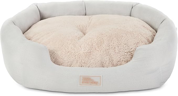 Town & Country Everyday CuddleTown Faux Linen Comfy Cozy Cuddler Pet Bed, Supportive & Calming, Non-Slip Bottom, Machine Washable Cover, Grey, XS 20"x14"x6"