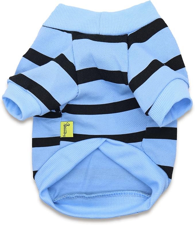 Medium Dog Clothes Striped Dogs Shirts Bulldog Sweater Pet Jumpers for Small Medium Dogs, Large, Blue