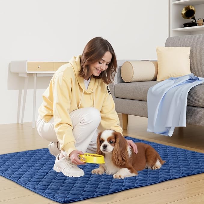 Smiry Waterproof Dog Bed Cover Blanket, Soft Reversible Pet Blanket, Washable Leakproof Cats Dogs Couch Cover for Sofa, Couch, Furniture (68x82 Inch, Navy/Blue)