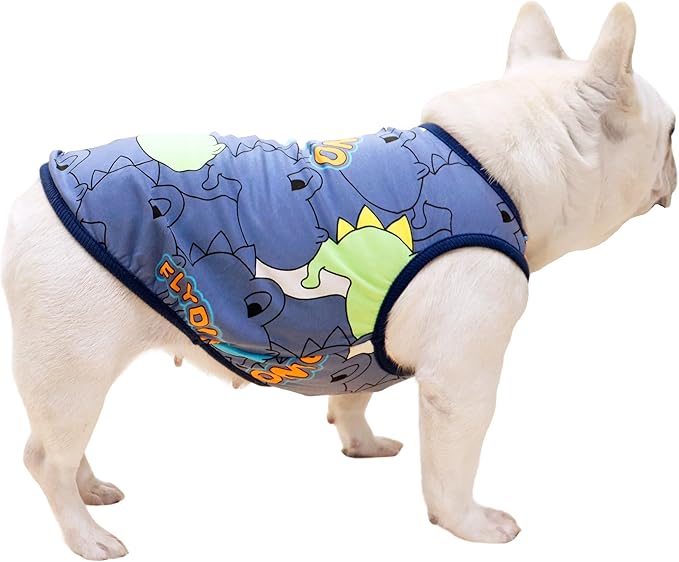Dog Shirts Tshirts for Small Medium Dogs, Dog Dinosaur Shirts T Shirts Sweatshirts for Dogs French Bulldogs Boston Terrier Pug Corgi Clothes Tank Top Cooling Vest,Blue,M