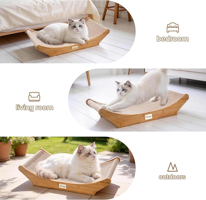 Sisal Cat Scratcher Bed, Cat Hammock Lounge, Cat Furniture & Nail File Scratcher, Scratching Post for Indoor Adult Cats