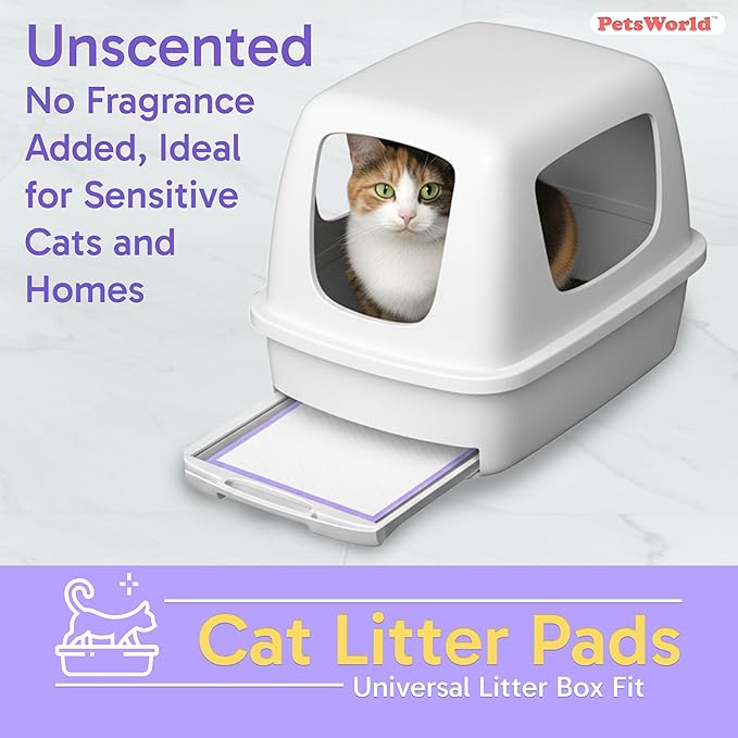 PetsWorld Universal Fit Cat Pad Refills for Litter Box, Unscented, Odor Control, Pack of 400