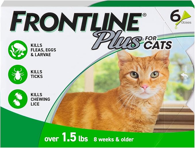 FRONTLINE Plus Flea & Tick Spot Treatment for Cat & Kitten (Green) Count of 6