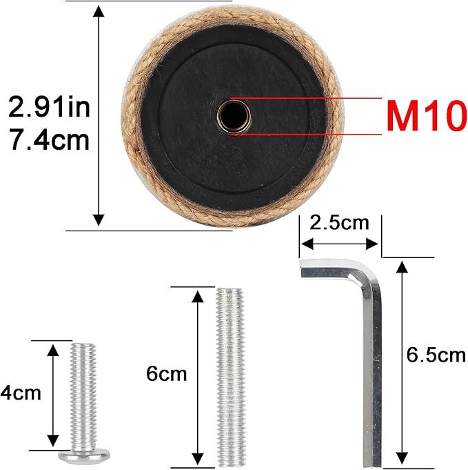 7.4cm 2.91in Diameter Cat Tree Scratching Post Replacement Jute Pole Parts for Cat Tower (15.75in/40cm, M10*2poles)