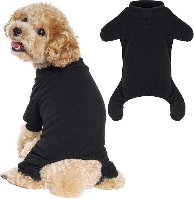 choyaxo Velvet Dog Pajamas Stretchy Pet Clothes Puppy Jumpsuit Solid Color Cat Clothes for Small Pet Dog and Cat (Black, Medium)