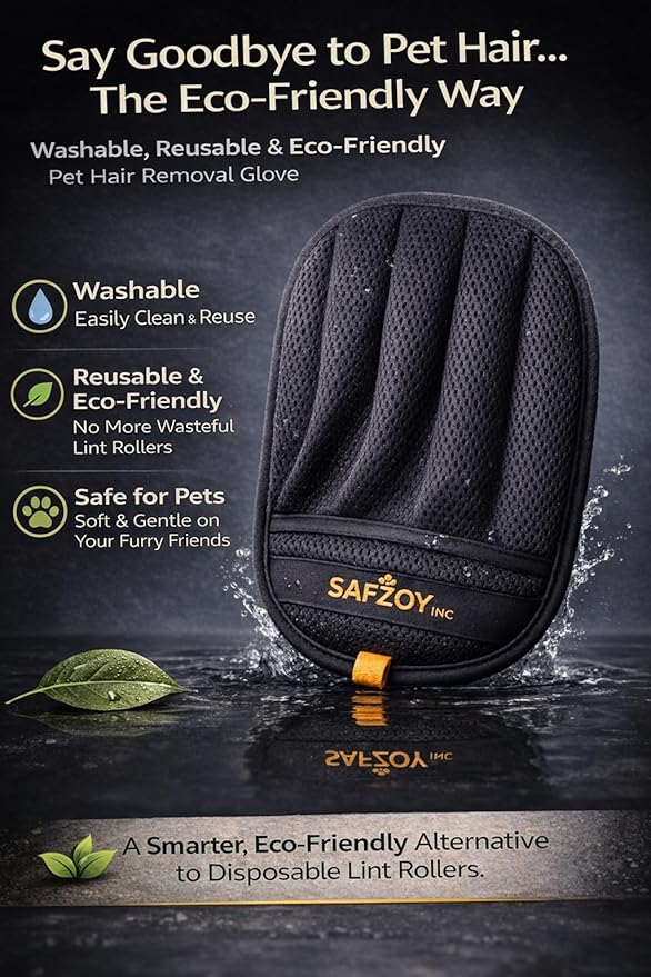 Pet Hair Removal Glove for Cats & Dogs – Reusable Magic Brush – Five-Finger Grooming & Hair Remover Tool, Electrostatic Cleaning Glove for Laundry, Couch, Carpet & Car Seat (Pack of 1)