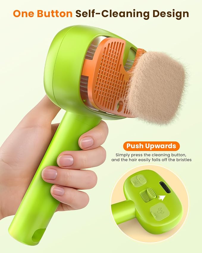 4-in-1 Cat Steam Brush, 2025 Upgraded Pet Steam Brush for Indoor Cats Dogs Spray Hair Removal Comb, 2 Spray Self-Cleaning Dog Brushes for Shedding,Massage,Cleaning Grooming (White)