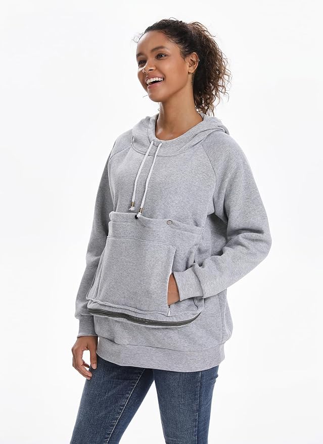 Unisex Cat Pouch Hoodie Long Sleeve Kitten Puppy Holder Hoodies Front Large Pouch Pet Carrier Sweatshirt